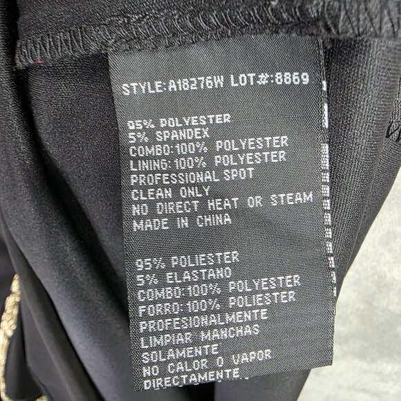 Womens Betsy & Adam Black & Gold Embroidered Evening Gown Polyester Stretch 14W - Picture 8 of 12